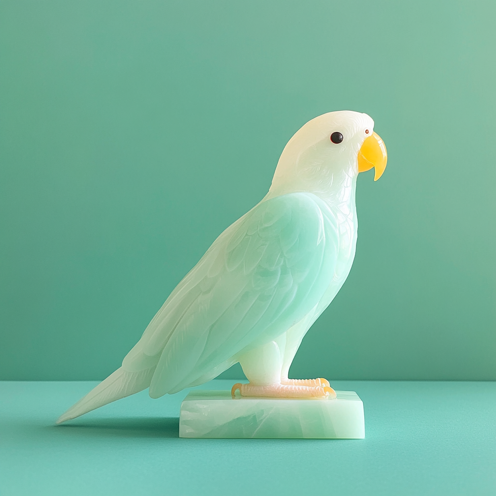 White bird on green background